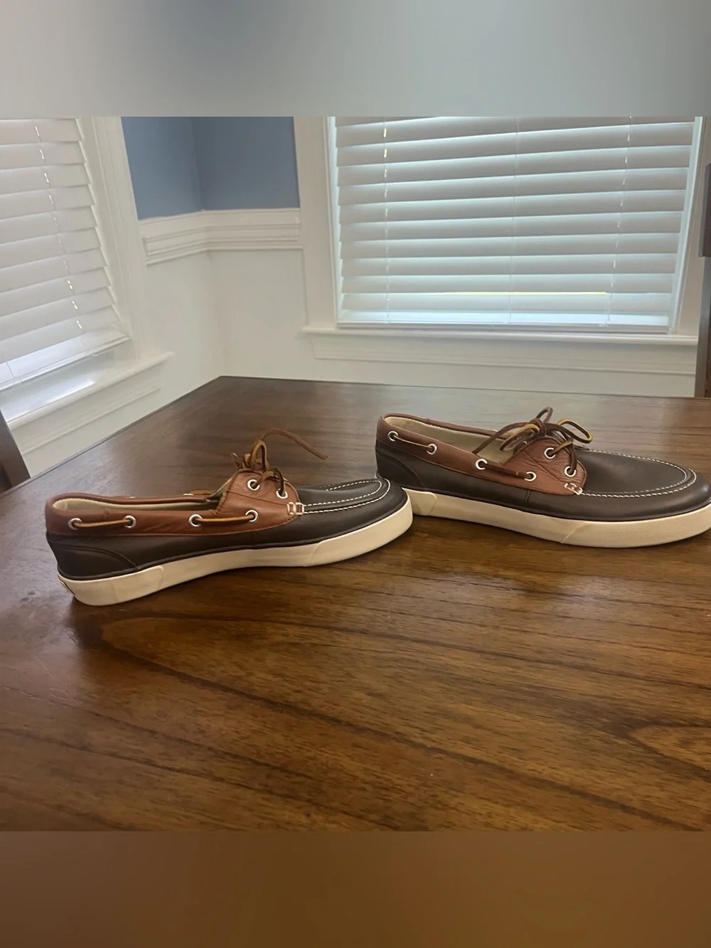Polo Ralph Lauren Sander Two-Tone Leather Boat Shoes Brown Mens 9D